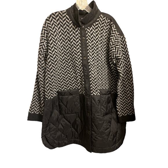 Nic + Zoe Quilted Mix Media Coat Gray & Black  XL - Picture 3 of 11
